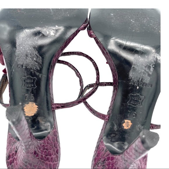 Aerin Collonade Womens Size 7 M Burgundy Leather Heel Strappy Dress Sandals - Picture 12 of 14